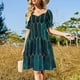 thumbnail image 5 of Vestido morado de manga corta con estampado dorado y azul verdoso intenso, vestido de noche para mujer, 5 of 8