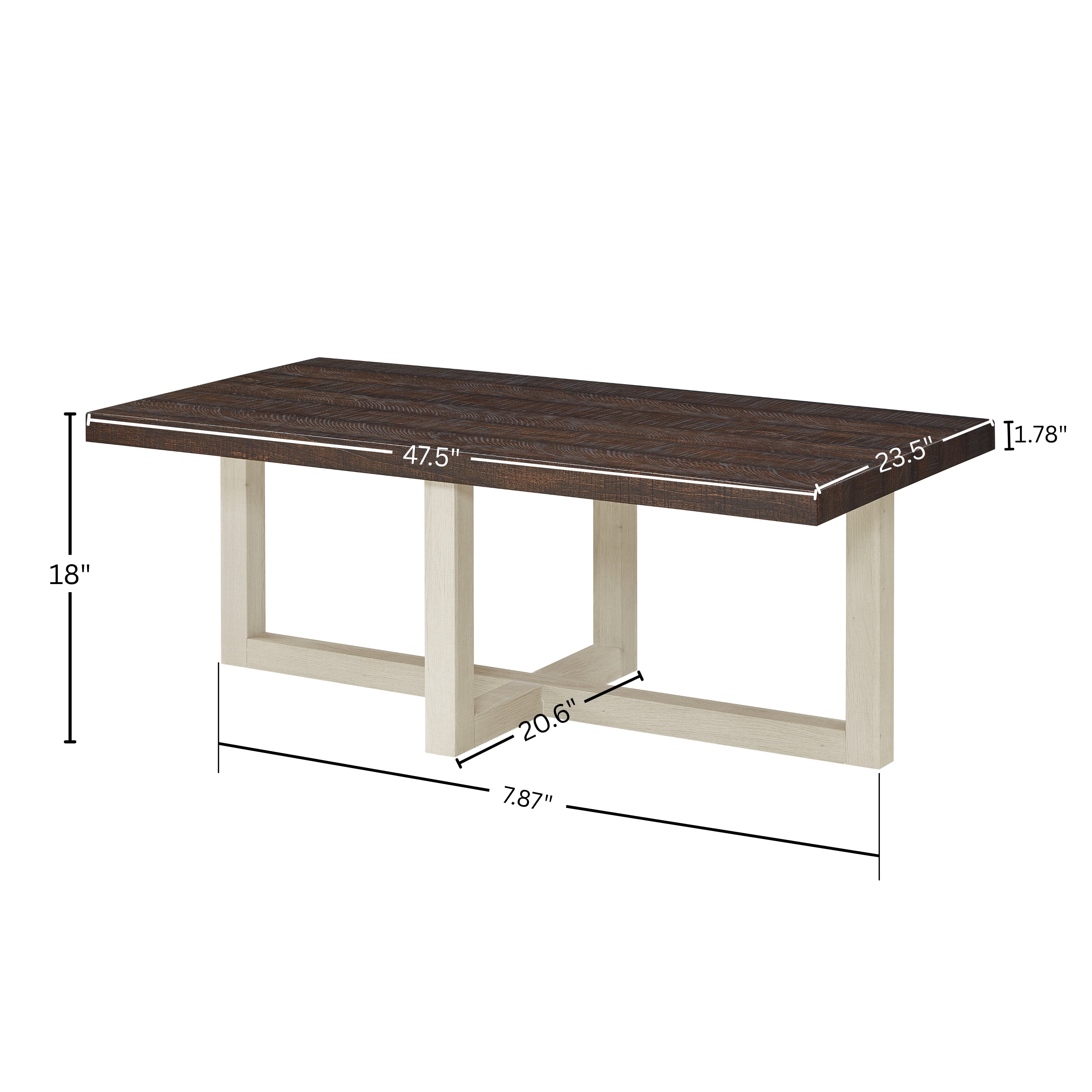 Contemporary Coffee Table, Walnut & White Finish, Modern Cross‑Base Living Room Table