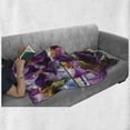 thumbnail image 6 of Rustic Soft Flannel Fleece Blanket, Blooming Iris Flowers Orchids on Rustic Wood Natural Floral Beauty Romantic Image, Cozy Plush for Indoor and Outdoor Use, 70" x 90", Yellow Purple, by Ambesonne, 6 of 6