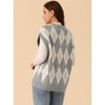 thumbnail image 4 of DARING DIVA Plus Size Contrast Color Sweater Vest Knit Pullover M Grey, 4 of 5