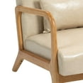 thumbnail image 6 of UIXE Faux Leather Accent Chairs Set of 2 Upholstered Comfortable Arm Chair with Lumbar Pillow Armchair for Home Bedroom, Cream, 6 of 7