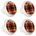thumbnail image 2 of 4 Pcs Plaid Pattern Knobs for Kitchen Cabinet Cupboard Dresser Bookcase Drawer Pulls Handles Round Home Decor, 2 of 8