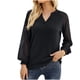 thumbnail image 1 of Blusa de camisa de retazos de encaje informal sólida de manga larga con cuello en V para mujer a la moda Fridja  czfsfas5246, 1 of 8