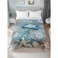 thumbnail image 4 of Blue Jellyfish Coastal Flat Sheet Only Twin Size, Soft Breathable Bed Top Sheets for Mattress, Summer Beach Nautical Starfish Coral Luxury Bedding Flat Sheets for Home Hotel Bedroom Bed Protection, 4 of 9