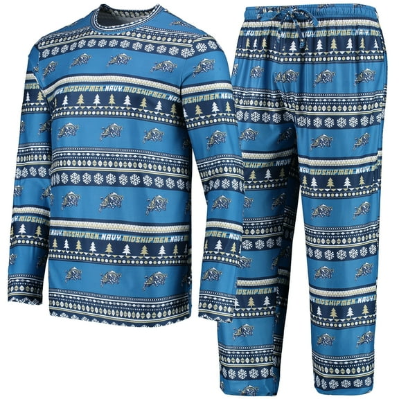 Men's Concepts Sport Navy Navy Midshipmen Ugly Sweater Long Sleeve Top & Pants Sleep Set
