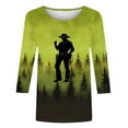 thumbnail image 5 of Aboser Western Cowboy Tops for Women Trendy 3/4 Sleeve Printed Shirts Plus Size Casual T Shirt Funny Round Neck Tunic Top Cozy Soft Pullover Blouses, 5 of 6