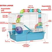 23 LARGE 3-Levels Hamster Mansion Mouse Habitat Home Small Animal Critter Cage Set of Accessories Crossover Tube Tunnel Rodent Gerbil Mice