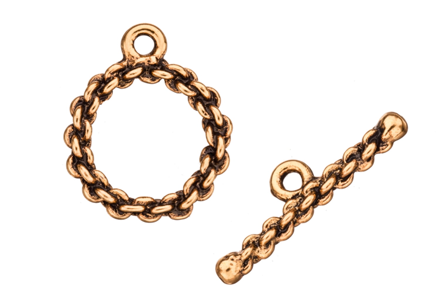 Chain Design Round AntiqueGold Finished Toggle Clasp Set 18x26mm pack