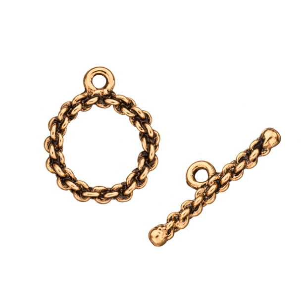 Chain Design Round AntiqueGold Finished Toggle Clasp Set 18x26mm pack