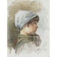 thumbnail image 2 of Ernst Witkamp 15x18 Black Ornate Wood Framed Double Matted Museum Art Print Titled - Study of the Head of a Young Girl, and Profil (1884), 2 of 5
