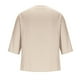 thumbnail image 5 of Blusas y camisas de manga corta y cuello redondo para hombre, blusas casuales de moda para hombre, de color liso, con botones, cuello redondo y manga tres cuartos., 5 of 8