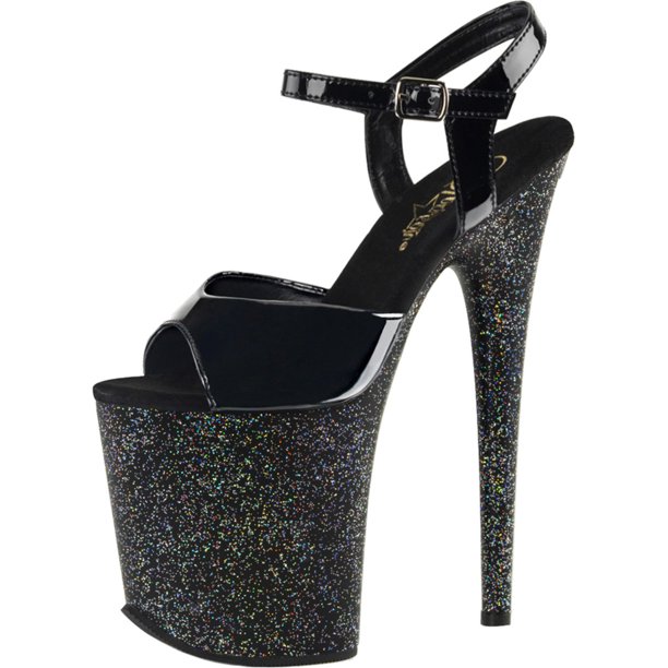 high heel platform sandals black