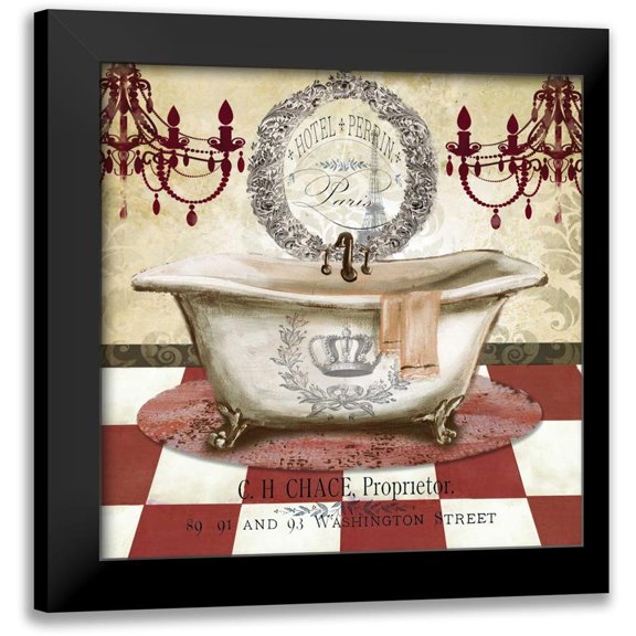 Tre Sorelle Studios 12x12 Black Modern Framed Museum Art Print Titled - Red French Bath I