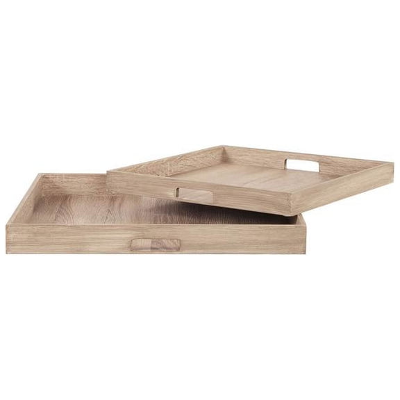 2-Pc Square Wooden Trays