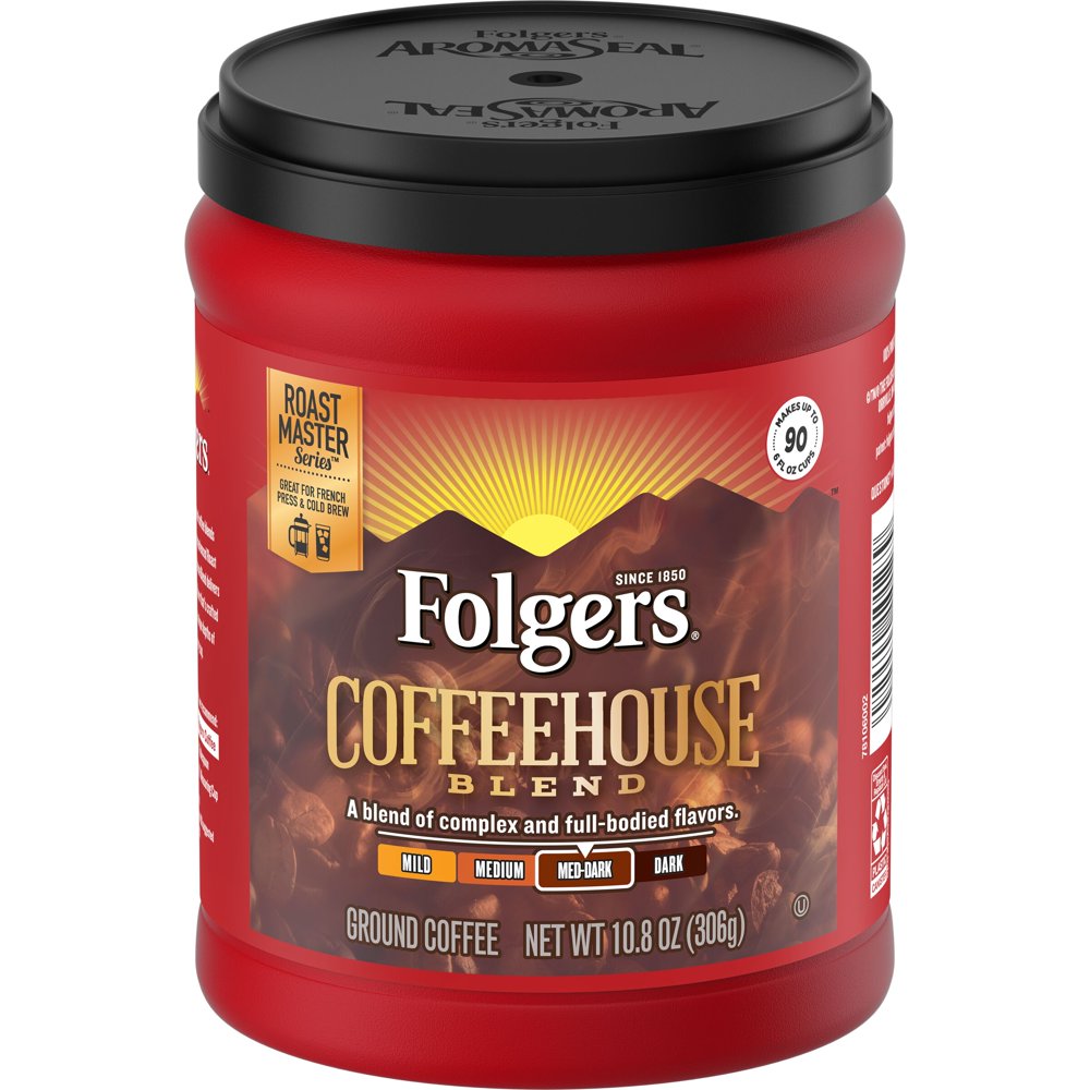 Folgers Coffeehouse Blend Ground Coffee, MediumDark Roast, 10.8Ounces