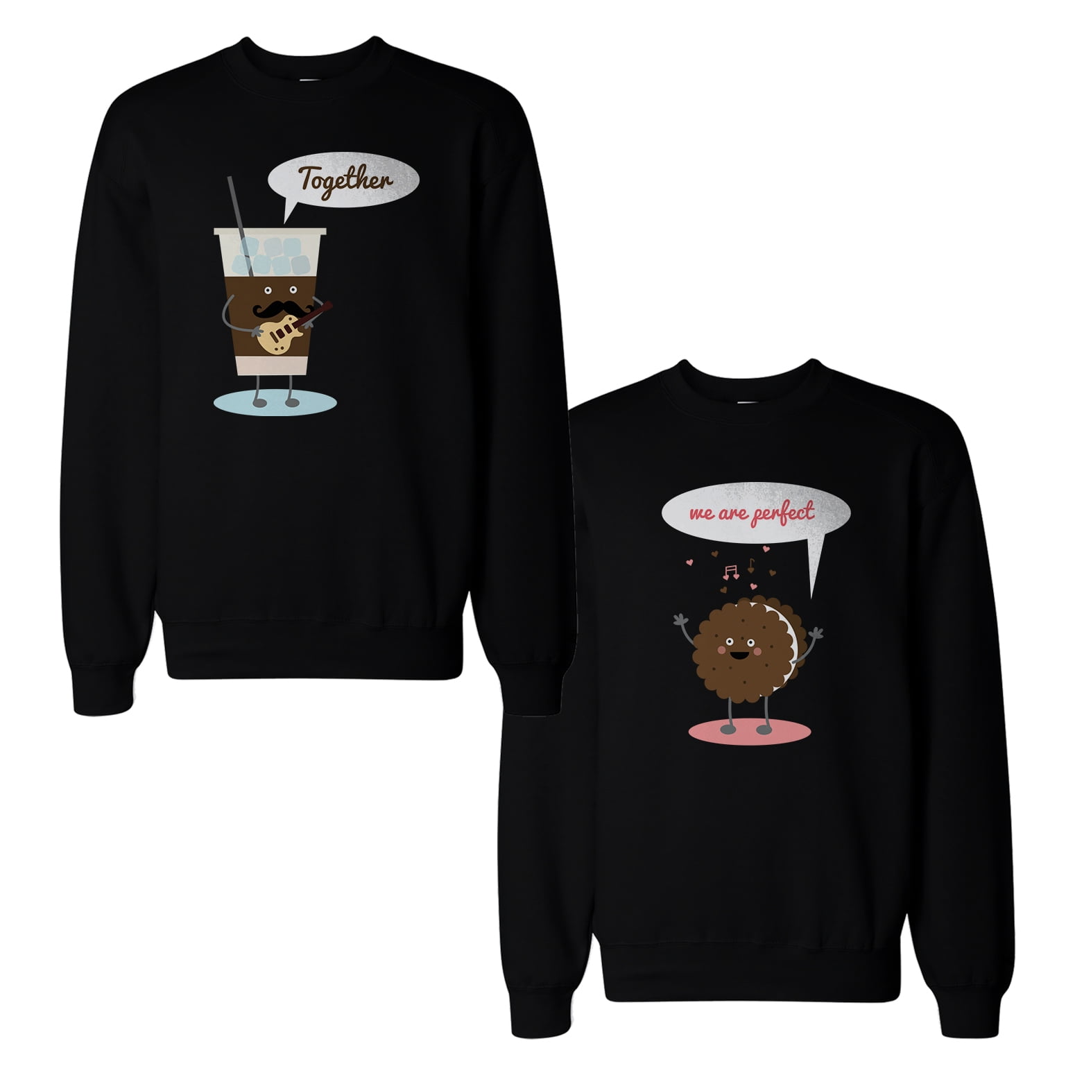 Ice Coffee and Cookie Couple Sweatshirts Cute Matching Sweat Shirts