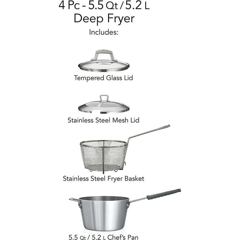 5.5 Qt Aluminum Deep Fryer with Helper Handle - Charcoal Gray - Tramontina  US
