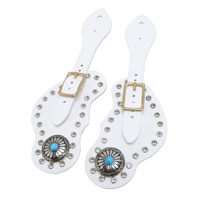 Sangles d'Éperon Réglables en Strass, Éperons Cowboy en Faux Cuir pour Équestres, avec Design Unique, Accessoire Essentiel, Ensemble de Supports d'Éperon