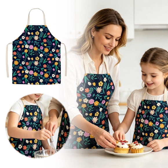 SIfdSeng Mon Article Tablier de Cuisine Floral avec Manches pour Cuisiner Pâtisser Restaurant Résistant Tablier à Bavette à la Mode