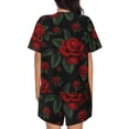 thumbnail image 3 of Kdxio Roses Print Pajamas Sets for Women Short-Sleeved Pjs with Lounge Shorts Two Piece Sleepwear S-4XL, 3 of 8