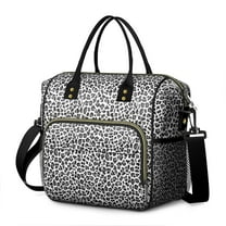 Black Leopard Print Womens Lunch Box for Work,Insulated Large Lunch Bag for Tween and Teen,Loncheras Para Mujer,Leakproof Adult Lunch Bag for Work,Beach,Travel,Picnic,Camping