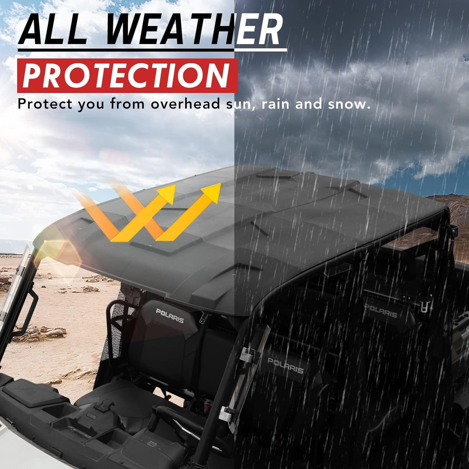 A & UTV PRO Roof Top for Polaris Ranger Crew XP 1000 900 2015-2023, Ranger Crew 900/570 Full-Size, 4-Piece Combination Poly Crew Sport Hard Roof Accessories, Replace OEM # 2889223, 4 Seater