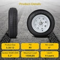 thumbnail image 3 of 2 Pack 5.30-12 5.30x12 530-12 5.30-12 Trailer Tires with 12" Rims,5 Lug on 4.5",Load Range C,6PR,PremiumTrailer Radial Tires for Trailers, RVs,and Trucks, 3 of 8