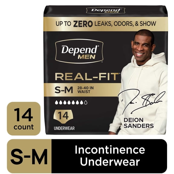 Depend Real Fit Incontinence Underwear for Men, Adult Diapers, S/M, Grey, 14 Count