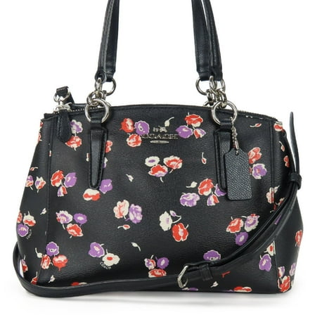 Pre-Owned Coach Handbag F37421 Flower Leather Black Shoulder Bag for Women COACH (Good)