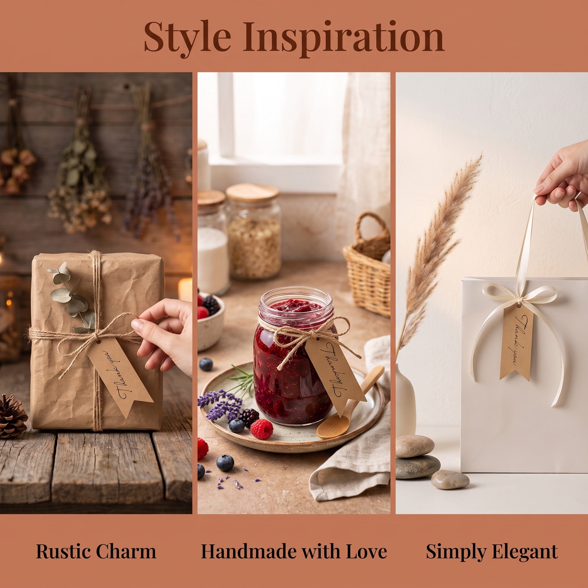 Unique Bargains Gift Tags with Natural Twine for All Occasions 0.8" x 2.8" Brown Thank You
