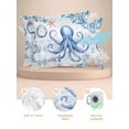 thumbnail image 2 of Octopus Coastal Pillow Cases Standard Size Set of 2, Smooth Satin Pillowcase for Hair and Skin, Summer Beach Starfish Coral Nautical Decorative Cooling Bed Pillow Covers with Zipper, 20x26 Inches, 2 of 5