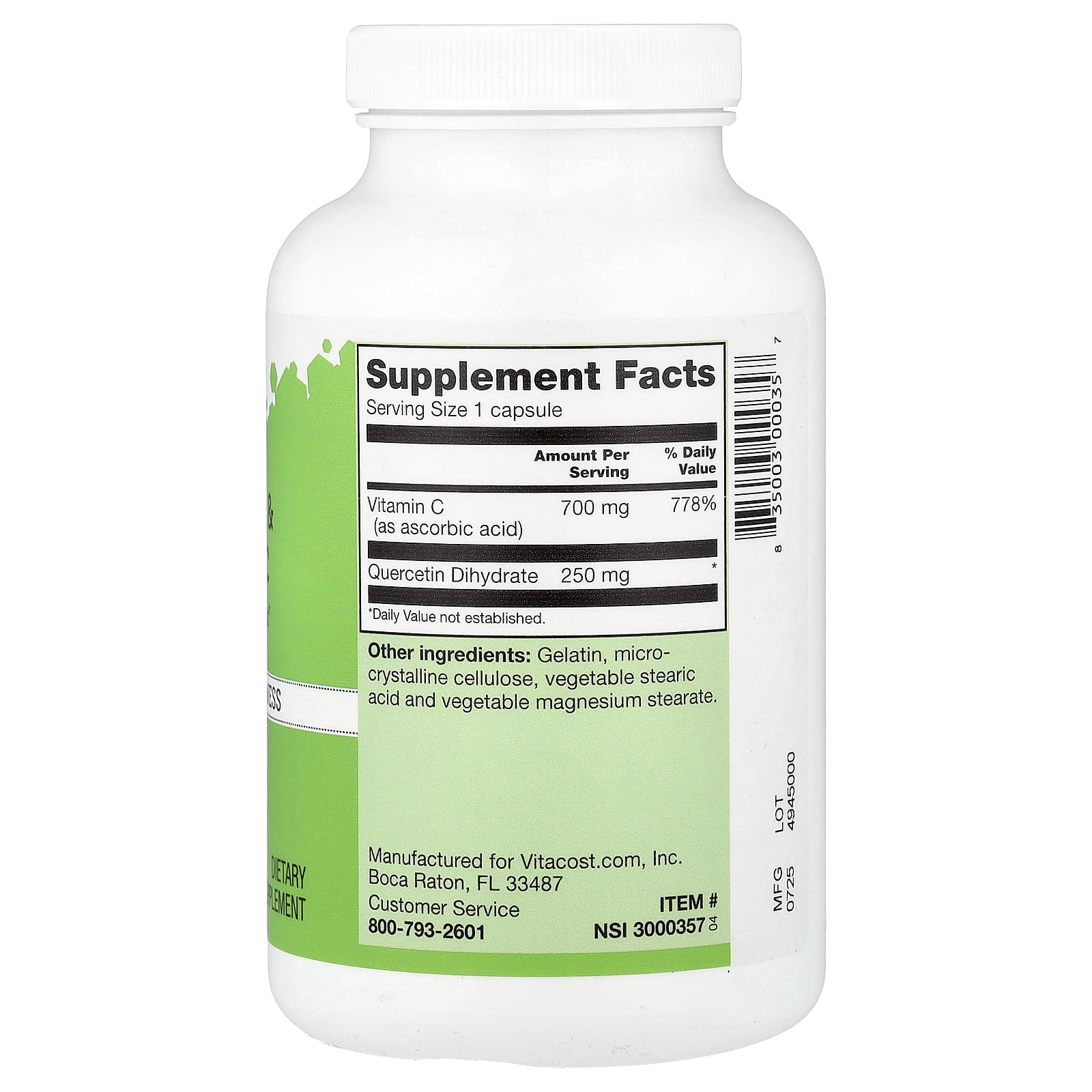 Vitacost Quercetin & Vitamin C, 180 Capsules