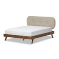 thumbnail image 6 of Baxton Studio Penelope Mid-Century Modern Solid Walnut Wood Fabric Upholstered Platform Bed, Multiple Sizes, Multiple Colors, 6 of 7
