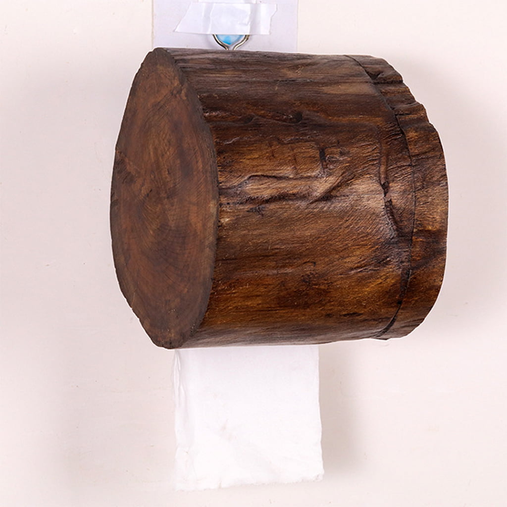 Vintage Wooden Paper Holder Hotel Bathroom Tissue Box Wall Hanging Toilet Roll 