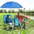 thumbnail image 4 of Patiojoy Portable Double Camping Chair Folding Picnic Loveseat W/ Removable Adjustable Umbrella Carrying Bag Side Pocket & Cupholder Turquoise, 4 of 10