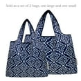 thumbnail image 3 of Wrapables Large & Small Foldable Tote Nylon Reusable Grocery Bags, Set of 2, Navy Deco, 3 of 5