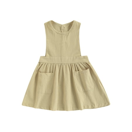 

Sunisery 0-6Y Baby Kids Girls Tank Dress Overalls Sleeveless Back Hollowed Summer A-line Dress with Pockets