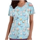 thumbnail image 1 of Tops Cortos para las Mujeres Casual Cuello en V Manga Corta Impresa Traje Protector de Bolsillo Top Tops de Pascua para las Mujeres, 1 of 6