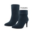 thumbnail image 6 of BLISSFUL STEP Pointed Toe Foldable Slip on Stiletto Heels Ankle Boots For Women Royal Blue 8, 6 of 7