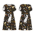 thumbnail image 3 of Bixox Women's Short Sleeve Summer Dress Loose Swing Knee Length Dresses with Pockets-Bones And Leaves, 3 of 7