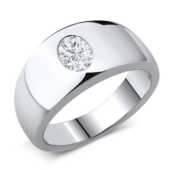 Gem Stone King Men's 925 Sterling Silver Moissanite Ring | 1.50 Cttw | Oval 8X6MM | Gemstone | Size 10