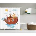 thumbnail image 1 of Noah's Ark Decor Collection, Noah's Ark Cartoon Snake Butterflies Bees Insects Fishes Toucan Wildlife Image, Polyester Fabric Bathroom Shower Curtain, 75 Inches Long, White Blue By Ambesonne, 1 of 1