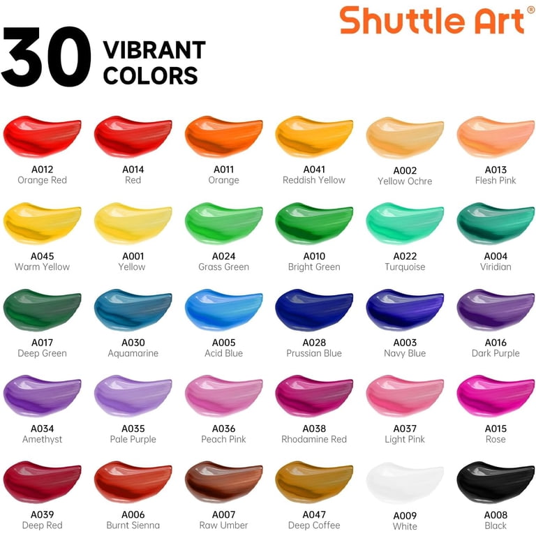 Shuttle Art Acrylic Paint Set, 30 Colors with 3 Free Brushes photo 8