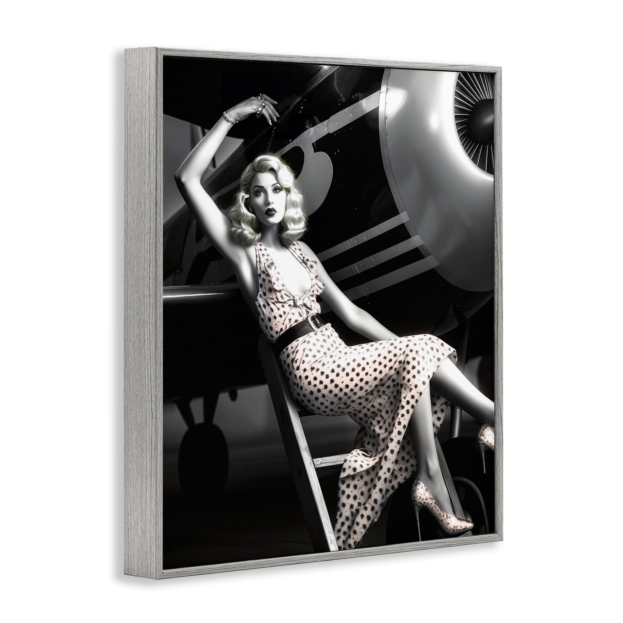 Stupell Industries Vintage Fashion Woman Novelty Painting Gray Framed Art Print Wall Art, 11 x 14