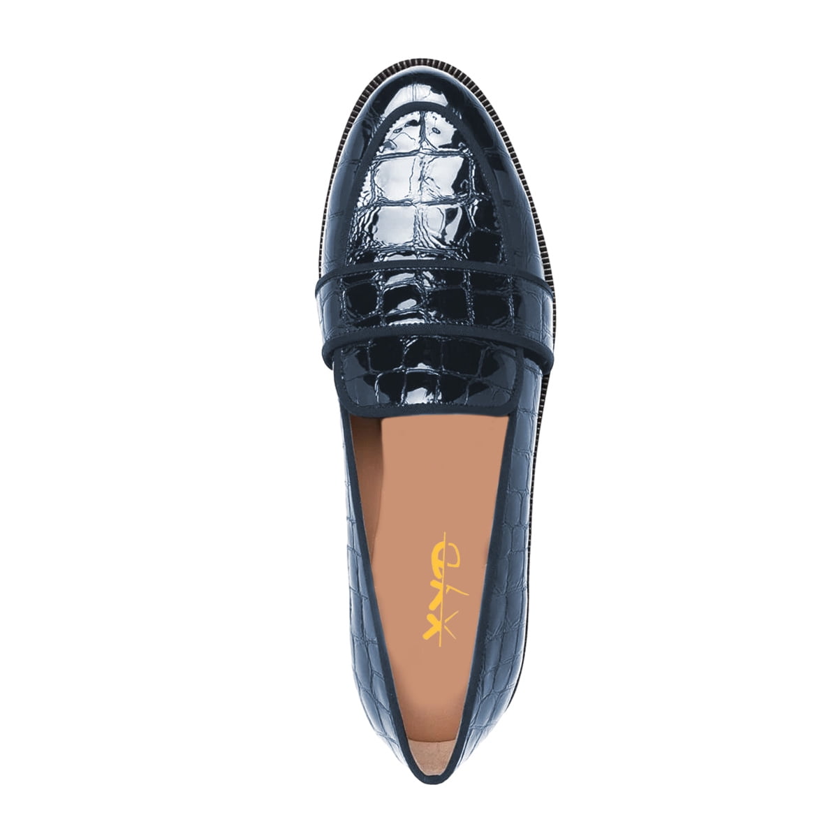 XYD Women Business Closed Almond Toe Slip On Low Heel Crocodile