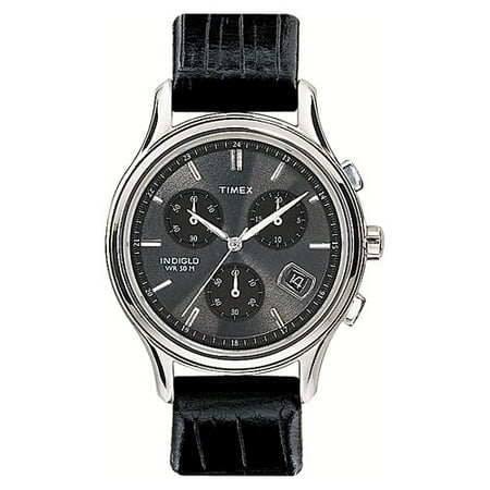 Men's Timex Black Leather Strap Chronograph Watch