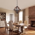 thumbnail image 6 of 4-Light Rustic Chandeliers for Dining Room, Farmhouse Wood & Black Metal Pendant Light Fixture, Adjustable Height Vintage Ceiling Light for Kitchen Island, Entryway, Bedroom, 6 of 9