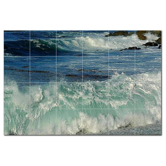 Wave Photo Ceramic Tile Mural Kitchen Backsplash Bathroom Shower 406284-M64
