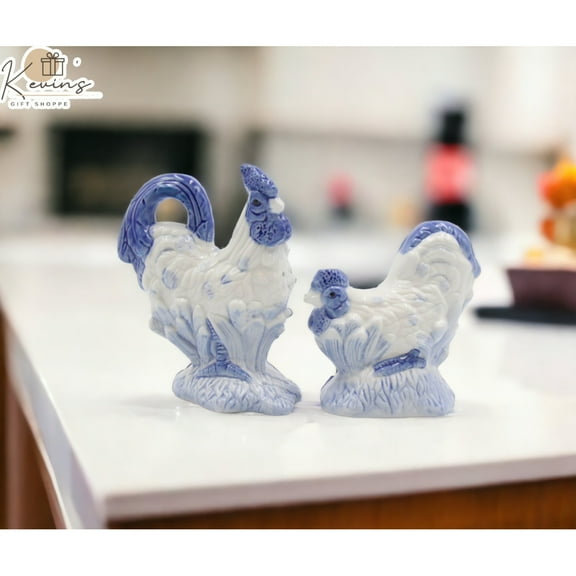 Ceramic White Rooster Salt and Pepper Shakers Gift Set
