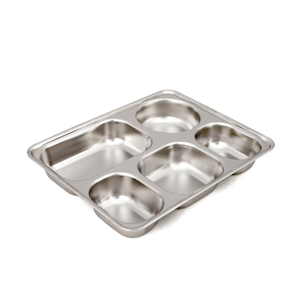 Aspire Bento Lunch Box With Stainless Steel Lid, Divided Food Plate, 3 Sets-5 Sections